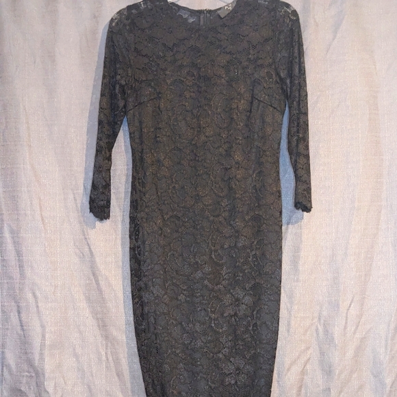 NWT, AX Paris Bodycon Midi Dress, Lace, Black, Size 8 - Picture 2 of 5